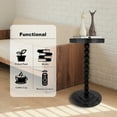 thumbnail image 4 of Beuway Small Round Side Table with Raised-Edge Tabletop,Modern Coffee End Table with Soild Wood Leg(Black), 4 of 11