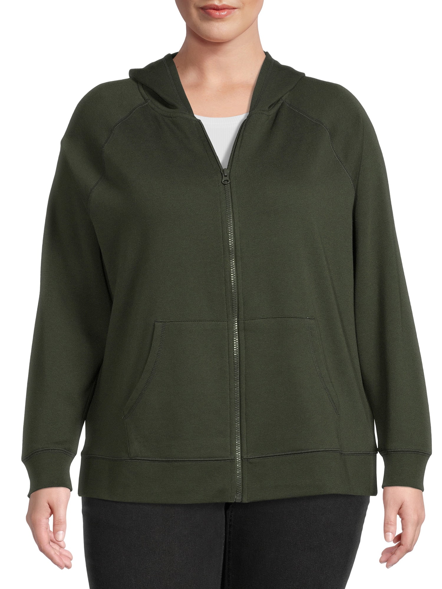 Terra & Sky Women's Plus Size Fleece Zip Up Hoodie