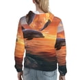 thumbnail image 7 of Daiia Sunset Dancing Dolphin B Pattern Women's Fashion Hoodies & Sweatshirts with Kangaroo Pocket Hooded Sweatshirt with Eye-catching Drawstrings-Large, 7 of 7