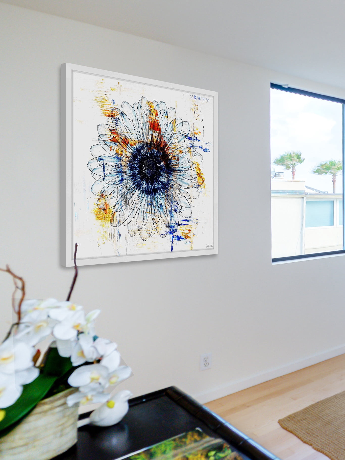 "Stencil Flower" Framed Painting Print
