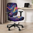 thumbnail image 3 of SCRAWLGOD Colorful Splash Whale Set of 2 Stretch Cover for Office Chair Seat Comfortable Non-Slip Desk Chair Seat Protector Split Easy to Install Swivel Chair Cover, 3 of 7