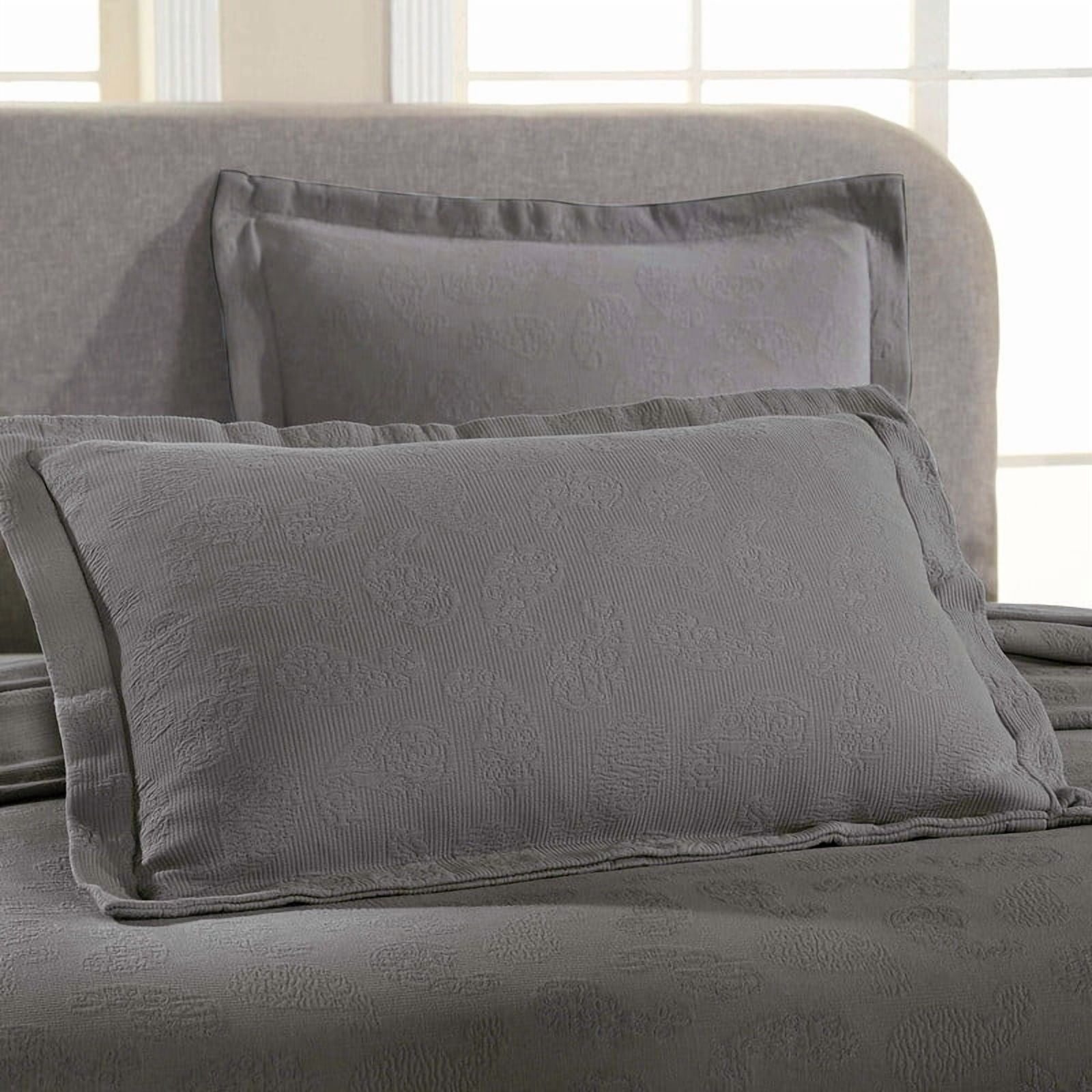 Supeior Paisley Cotton Decorative 3-Piece Bedspread Set, All Season Breathable Bedspreads, King, Grey