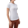 thumbnail image 3 of Xmarks Women Seamless Workout Shirts Yoga Tops Solid Color Round Neck Sports Running Workout Shirt Breathable Athletic Top S-XL, 3 of 8