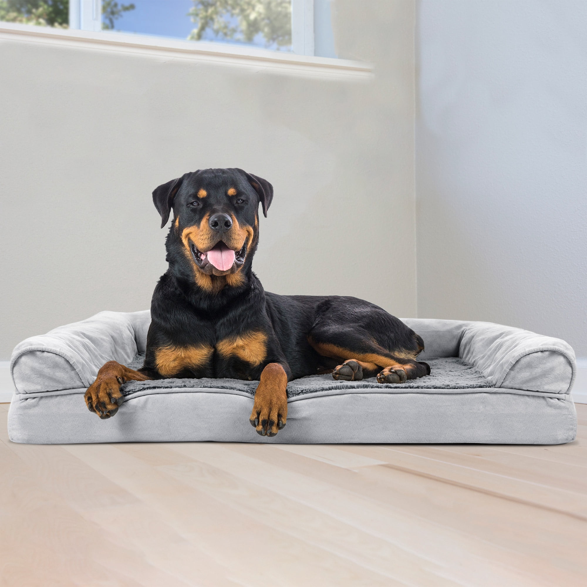 FurHaven Plush & Suede Orthopedic Sofa Pet Bed for Dogs & Cats - Gray, Jumbo