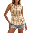thumbnail image 2 of Xdegoge Crop Tank Tops for Women Plaid Crewneck Sleeveless Peplum Vacation Shirts Ruffle Summer Beach Casual Breathable Babydoll Blouses, 2 of 7