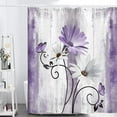 thumbnail image 3 of Rustic Farmhouse Shower Curtain, Farm Purple Daisy Floral Flowers and Butterfly on Country Wooden Shower Curtain for Bathroom, Violet Gray Bathroom Shower Curtains with 12PCS Hooks, 72X84IN, 3 of 6