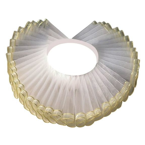 Detachable Renaissances Neck Ruff with Golden Trim Ruffled False Collar For Medieval Themed Event Costume Accessory