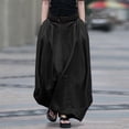 thumbnail image 2 of HVOBTTY Jupe Maxi Décontractée d'Été pour Femmes, Couleur Unie, Taille Haute, Évasée, Décontractée, Noire, TTTG, 2 of 5