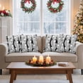 thumbnail image 5 of Outdoor Pillow Covers Waterproof Pillow Cases Protector Winter Snowman Snowflakes Pillowcase Pack of 2 Black White Striped Throw Cushion Case for Pation Furniture,Couch,Living Room Sofa, 16x16 in, 5 of 9