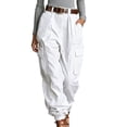 thumbnail image 3 of Ihhxva Women's High Waisted Wide Leg Cargo Pants Stretch Multi-Pockets Belted Summer Casual Work Daily Wear S-2XL, 3 of 7