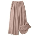 thumbnail image 2 of Women's High Waisted Wide Leg Pants Linen Trousers Slacks Loose Fitting Long Pants Solid Color Flowy Breathable Casual Daily Business Office Lounge Wear Travel Essentials for Women, 2 of 9