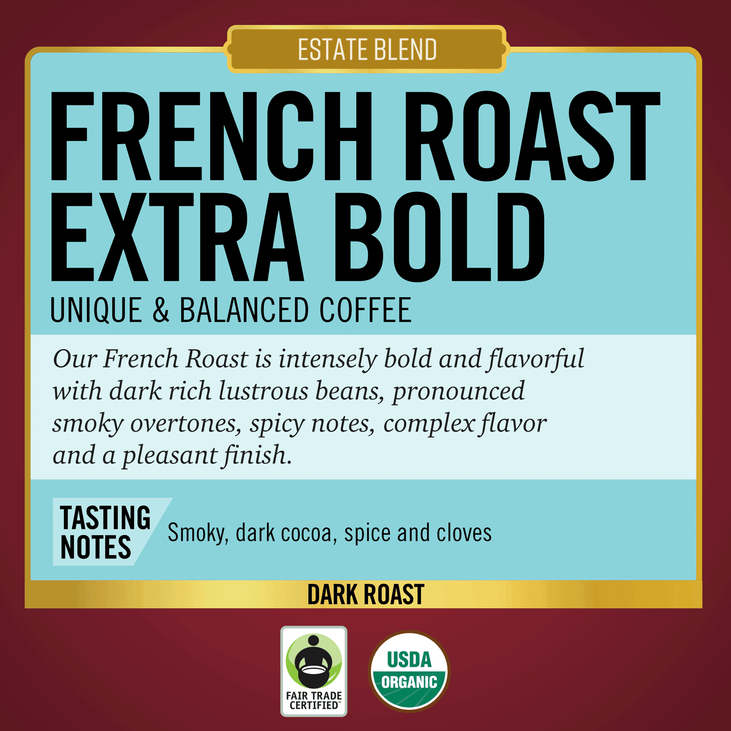 Barrie House French Roast Extra Bold Single Serve Coffee Pods K-Cups, Organic, Dark Roast, 100% Arabica, 24 ct
