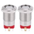 thumbnail image 1 of 2 pcs 12mm 4 pin autobloqueante interruptor de botón de metal con luz LED IP66 IK09 (rojo 9 ~ 30V), 1 of 8