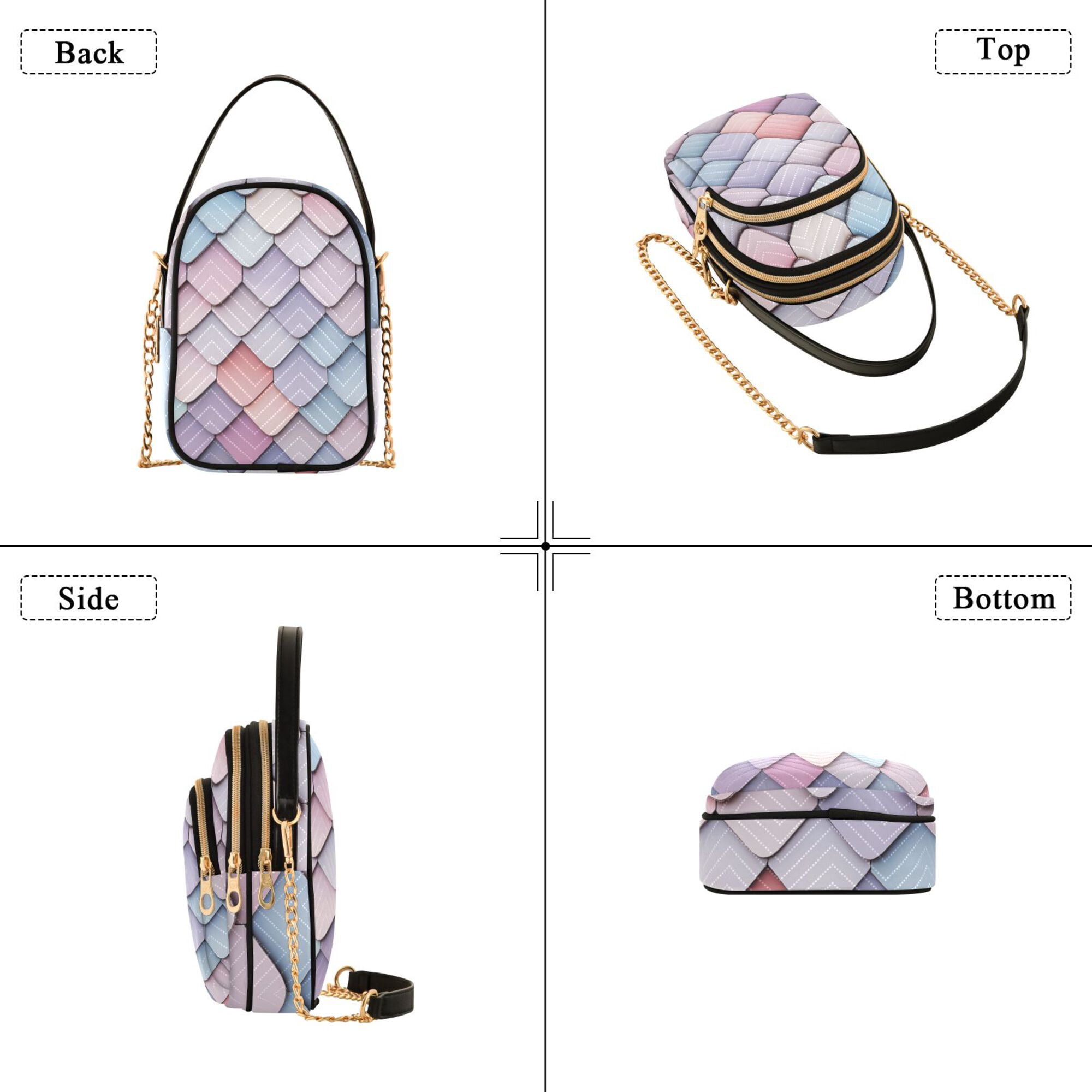 FORMRS Crossbody Bag for Women Quilted Travel Shoulder Cell Phone Purse with Chain Strap Handbag, Pink Art Pattern