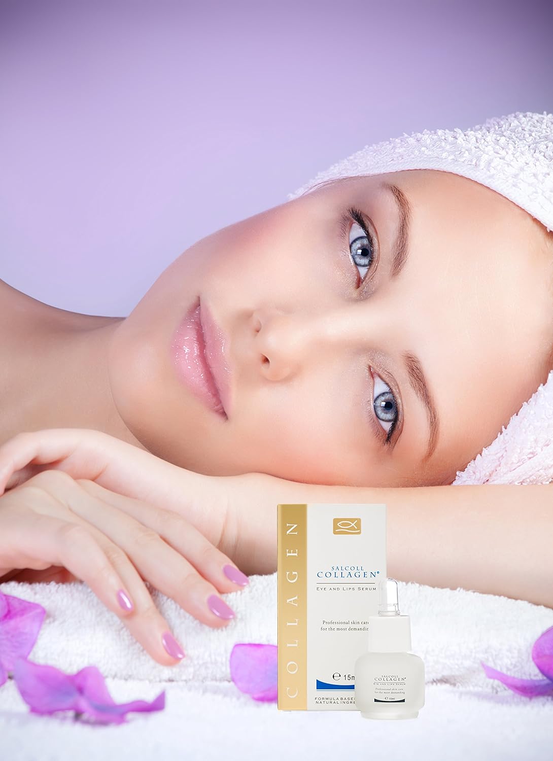 Salcoll Collagen Eye & Lips Serum, Anti-Wrinkle Serum with Marine Collagen - 15 ml, All Skin Type