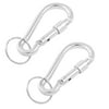 2 Pcs Spring Loaded Gate Carabiner Keychain Silver Tone for Camping