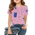thumbnail image 2 of T-Shirts d'Été pour Filles, Doux, Imprimé Graphique, Manches Courtes, Basiques, Col Rond, Taille 12-13T, 2 of 4