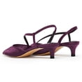 thumbnail image 4 of FSJ Women Graceful Kitten Low Heels Studded Rhinestone Mesh Pumps Pointed Closed Toe Elastic Strap Slingback Sandals Wedding Shoes Size 12 Purple, 4 of 4