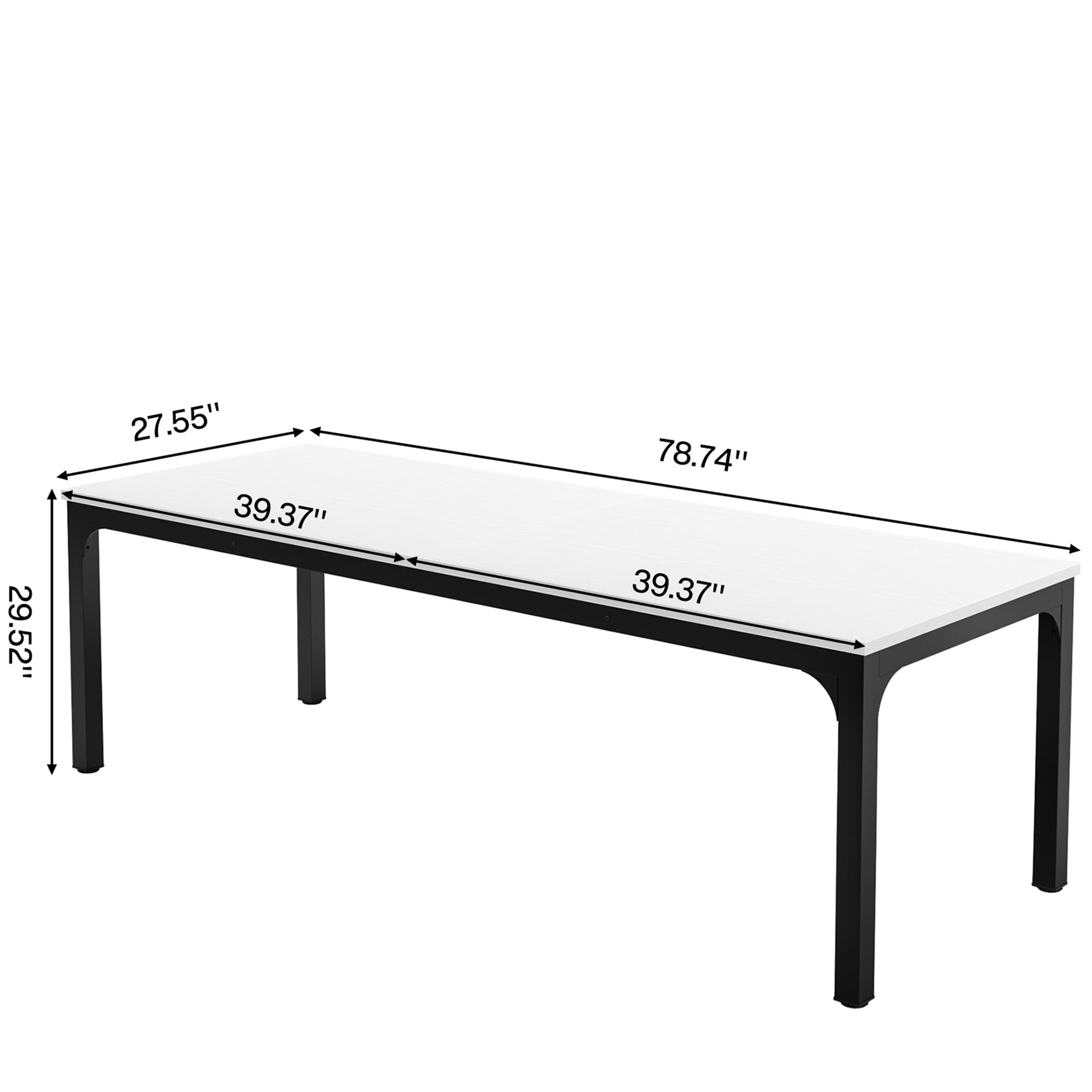 MAYEERTY 78.7 Inch Dining Table, 6-8 Seater Rectangular Table with 25mm MDF Board & Heavy Duty Metal Frame