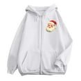 thumbnail image 4 of Telankuip Women's 2025 Christmas Oversized Zip-Up Hoodies Fall Winter Warm Comfy Long Sleeve Sweatshirts Cute Santa Claus Printed X-Mas Holiday Full Zipper Hooded Jacket White XL, 4 of 8