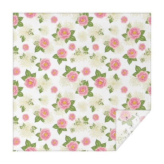 Pioneer Flower Floral Print Pattern Square Tablecloth, Waterproof Wipeable Spillproof Washable Table Cover for Home Kitchen Party Decor, 42"x42"