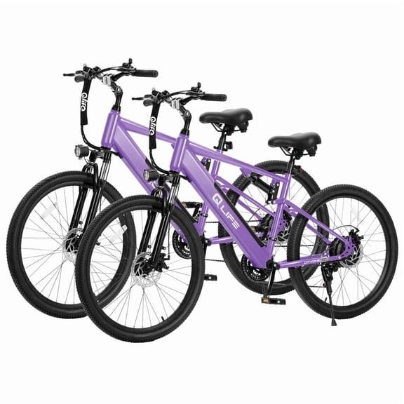 Cityone SO Electric Bike for Adults 26" Ebike,Full Suspension Peak 1200W Motor Ebikes with 21 Speed Carbon Steel Mountain Bicycle Purple*2