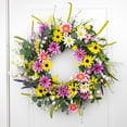 thumbnail image 3 of DIYFLORU Store 22 Inches Summer Wreaths for Front Door Spring Door Wreath Summer Floral Wreath with Wildflower Daisy for Wall Indoor Outside, 3 of 6