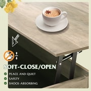 GALAXHERO Coffee Table, 39 Lift Top Coffee Table with Hidden Compartment, Storage Drawers and Storage Shelf for Living Room, Reception Room Greige