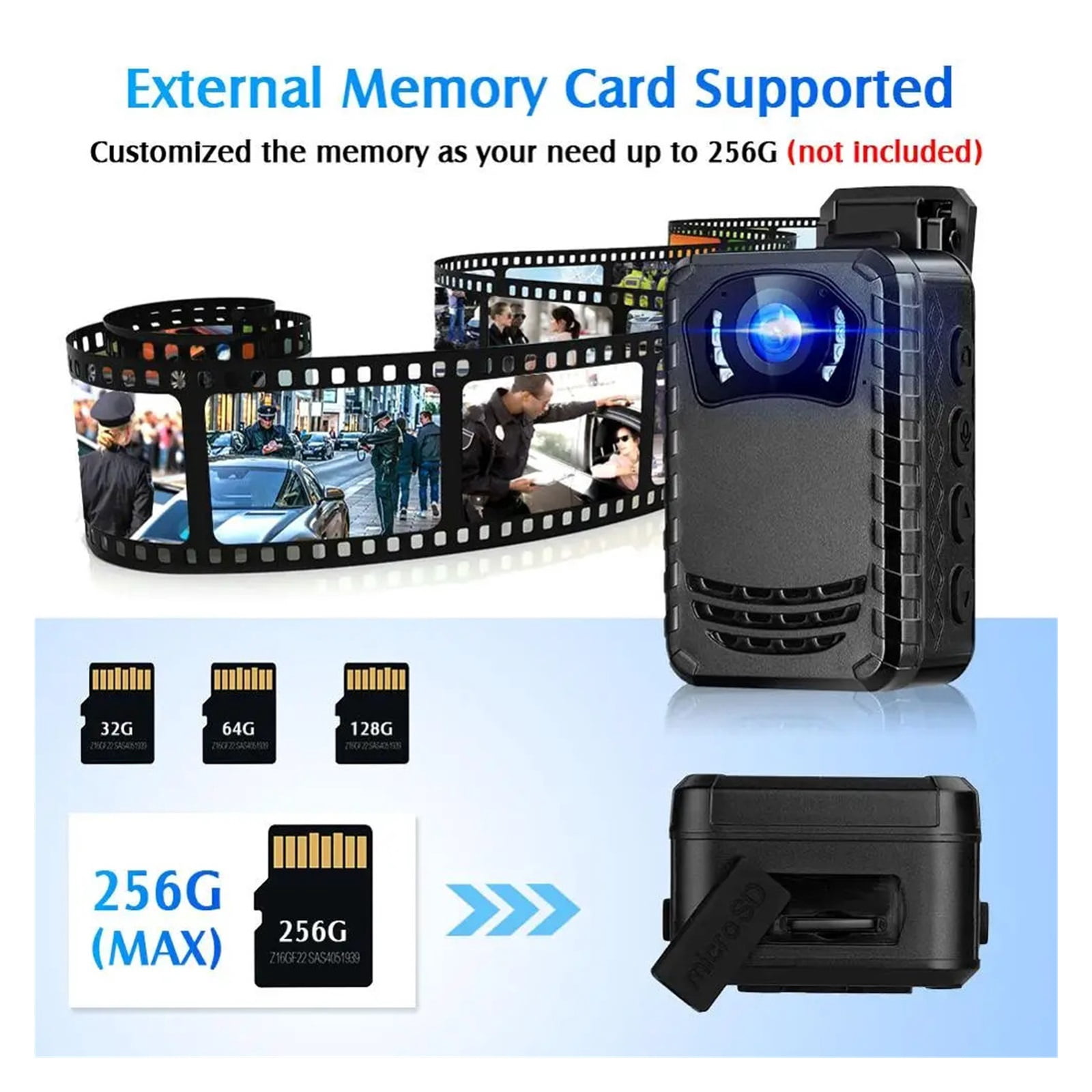 N9 1296P Body Cam 256GB Recording Wearable Camera Video Recorder for Police Camera Security Night Vision Mini Camera