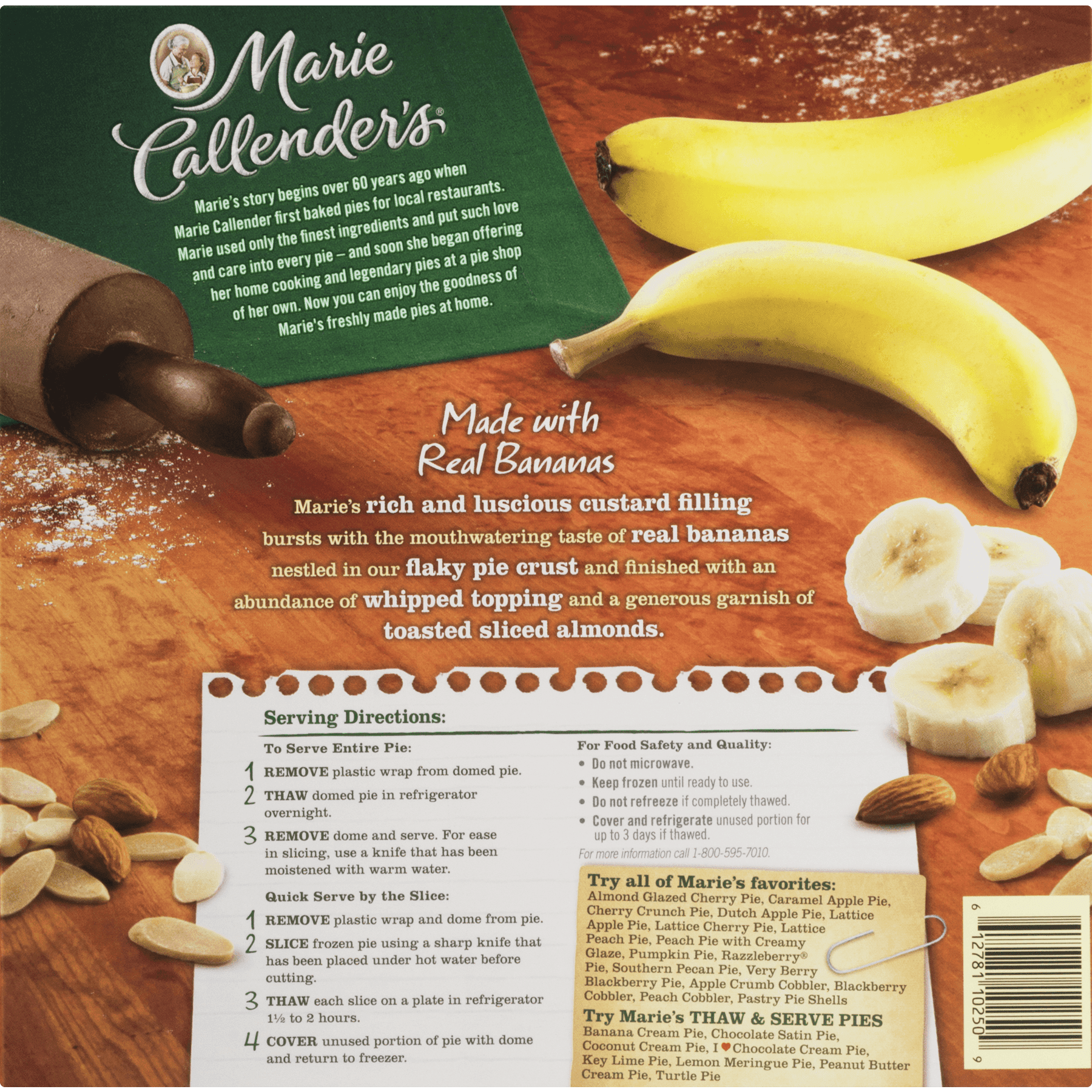 Marie Callender's Frozen Pie Dessert, Banana Cream, 38 Ounce