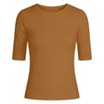 thumbnail image 4 of DHFJKG Slim Fit Basic Tee Women Half Sleeve Crew Neck T Shirt Solid Color Base Layer Top Casual Daily Wear Spring Summer Comfy Tops, 4 of 4
