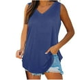 thumbnail image 2 of Vmvidoty Long Tank Tops For Women rint Tank-Neck Basic Casual Flowy Summer Sleeveless T-Shirt Basic Tank Tops For Women Blue L, 2 of 8