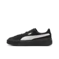 thumbnail image 3 of PUMA Suede Platform - Zapatillas de caña baja de dos capas de piel de vacuno con diseño de bizcocho, color negro, versión simplificada, 3 of 5