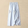 thumbnail image 2 of Casual Pants for Women Elastic Waist Linen Blend Wide Leg Culottes Casual Trousers with Pockets, 2 of 5
