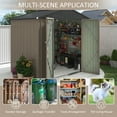 thumbnail image 4 of LACOO 6' x 8'Patio Steel Lockable Storage Shed for Backyard, Mental Outdoor Tool Storage Shed for Garden with Groove Roof, Brown, 4 of 11