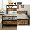 thumbnail image 3 of 4 EVER WINNER Full Size Bed Frame, Rustic Metal Bed Frame with 51" Wood Headboard, 12.2" Under-bed Storage Space, Brown, 3 of 7