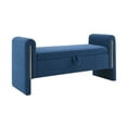 thumbnail image 5 of Modern Ottoman Bed End Bench with Arms and Storage, Upholstered Storage Bench Footrest, Entryway Bench for Living Room, Bedroom, Dorm, Navy Blue, 5 of 9