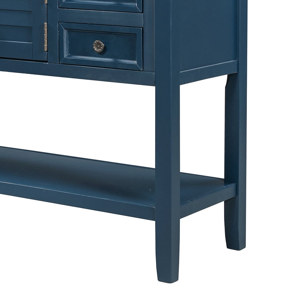 Lowestbest 45" Classic Console Table with Storage Drawers, Sofa Table with 7 Drawers, 1 Cabinet and 1 Shelf (Navy Blue) Lowestbest 45" Classic Console Table with Storage Drawers, Sofa Table with 7 Drawers, 1 Cabinet and 1 Shelf (Navy Blue)
