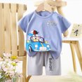 thumbnail image 4 of KPOPLK Toddler Boy Spring Outfits 12M-4Y Boys Clothes 2Pcs Baby Boy Summer Clothing Toddler Casual Outfits Tops Shorts Set(3-4 Years,Sky Blue), 4 of 4