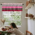 thumbnail image 5 of Pink Wooden Valances for Windows Farmhouse Kitchen Curtains Valances Rod Pocket Valance Curtains for Kitchen Windows Grey Red Stripe Gradient Country Rustic Grain Window Valances for Bathroom 60"x18", 5 of 6