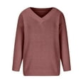 thumbnail image 4 of Women's Fashion Casual Solid Color Sweater Set Head V Neck Warm Long-sleeved Sweater for Fall Winter Layering and Comfort,Vermilion,5XL, 4 of 7