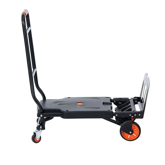 Heavy Duty Aluminum Hand Truck and Dolly, 2-in-1 Convertible Folding Utility Cart with 300 lbs Load Capacity, Industrial Platform Cart with Rubber Wheels