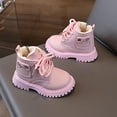 thumbnail image 3 of Dakaela Baby Girls Work Boots 6-12 12-18 Months Lace up Ankle Chelsea Booties 3T 4T 5T Fleece Lined Winter Snow Outdoor Shoes Pink Size 8, 3 of 7