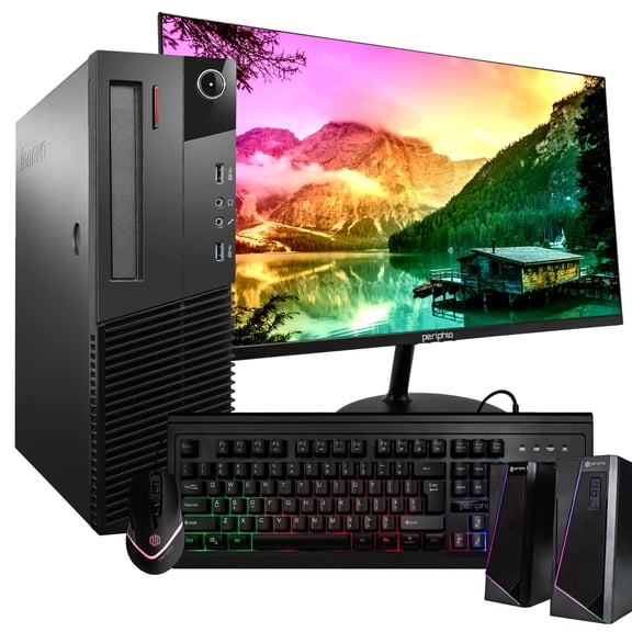 Restored Lenovo ThinkCentre M93p Small Desktop Computer Intel i5 (3.8GHz Turbo) 16GB DDR3 RAM 500GB SSD   1TB WiFi-5G   BT Win 10 Pro 24in Monitor RGB Desk Kit (Refurbished)