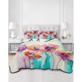 thumbnail image 3 of Spring Floral Queen Size Down Alternative Comforter, Lightweight Comforter Quilt Bedding Set with Pillow Shams Watercolor Summer Botanical Colorful All Seasons Bed Comforter Duvet Insert 90"x96", 3 of 7
