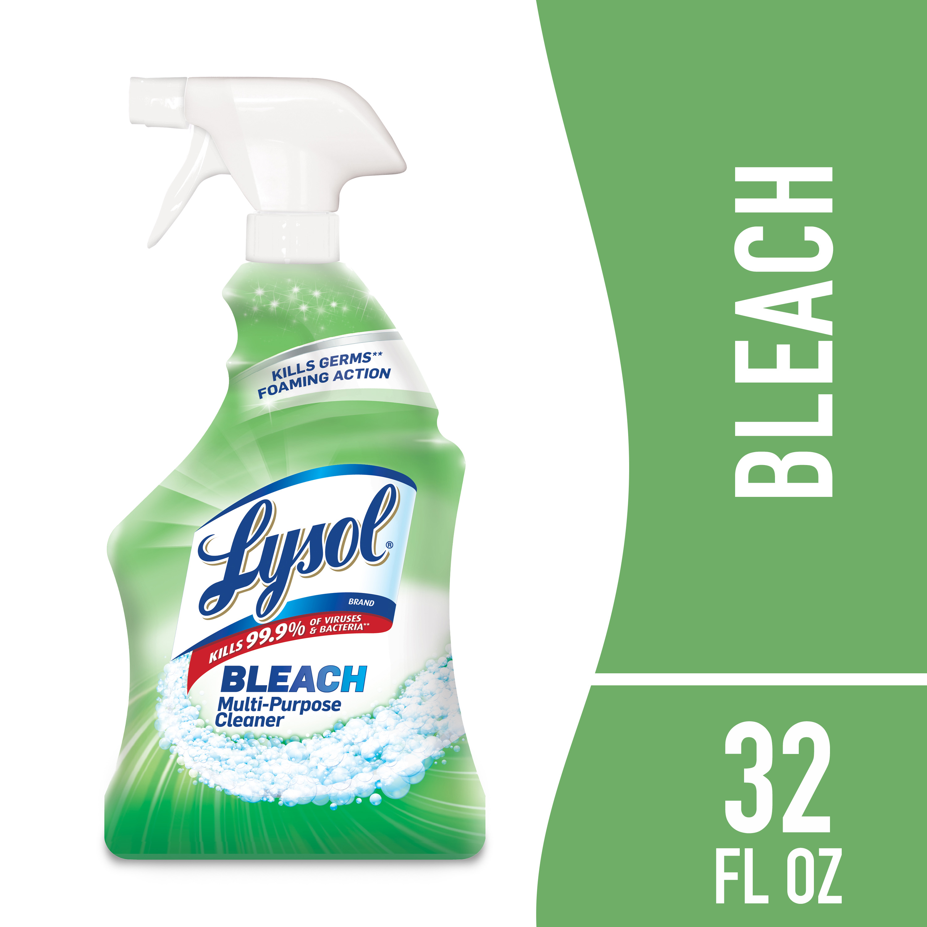 Lysol, Bleach, Multi-Purpose Cleaner, Foaming Spray, Antibacterial Cleaner, 32 fl oz