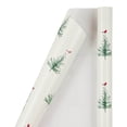 Cardinal Spruce Tree Holiday Time White Cardinals and Trees Christmas Wrapping Paper ...