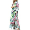 thumbnail image 3 of Sakkas Georgettina Flowy Rhinestone V Neck Long Caftan Dress / Cover Up - TLG228-Green - One Size, 3 of 5