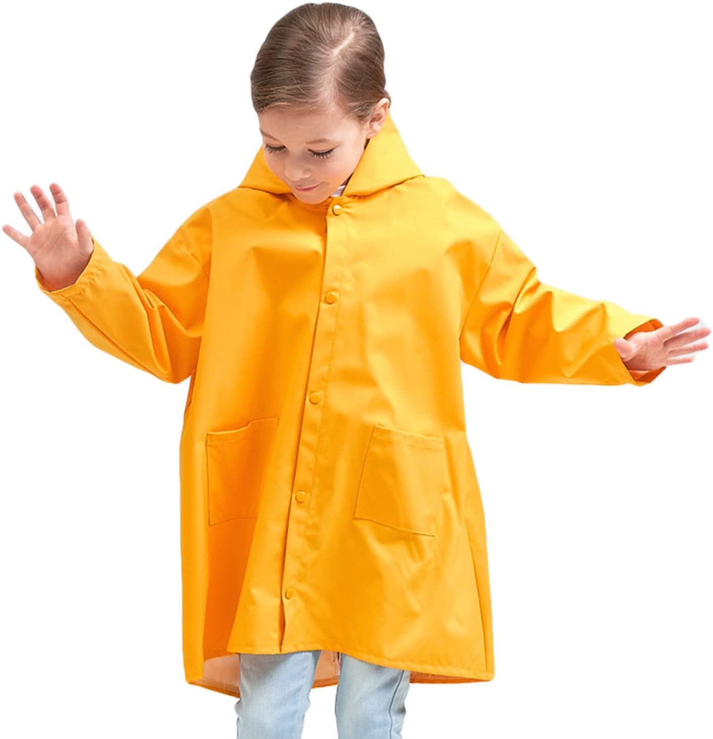 LJ123 Childrens Dinosaur Raincoat,Cute Cartoon Waterproof Jacket Unisex Rain Poncho Hooded Rainwear