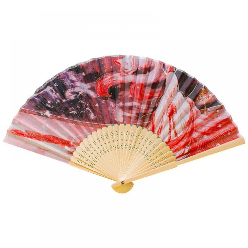 Folding Fan Fabric Hand Folding Fan, Vintage Handheld Fan, Chinese